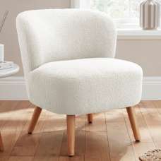 Evans Velvet Accent Chair With Wooden Legs In Cream - UK