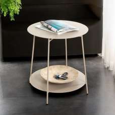 Evanston Large Metal End Table With Undershelf In Grey - UK