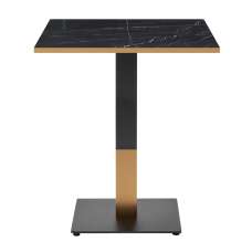 Evario Square 60cm Marble Effect Top Dining Table with Black Gold Base - UK