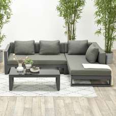 Ewloe Outdoor Fabric Left Hand Lounge Set In Mystic Grey - UK