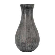 Exeter Small Aluminium Fluted Vase In Antique Grey - UK