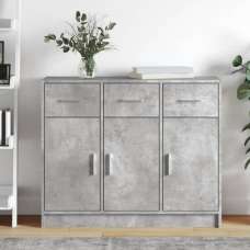 Exeter Wooden Sideboard With 3 Doors 3 Drawers In Concrete Grey - UK