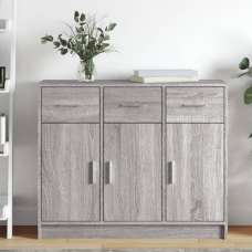 Exeter Wooden Sideboard With 3 Doors 3 Drawers In Grey Sonoma - UK