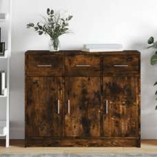 Exeter Wooden Sideboard With 3 Doors 3 Drawers In Smoked Oak - UK