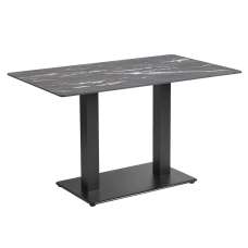 Extro 119cm Rectangular Black Marble Effect Textured Top Dining Table with Akira Base - UK