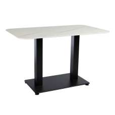 Extro 119cm White Marble Effect Top Dining Table with Akira Black Base - UK