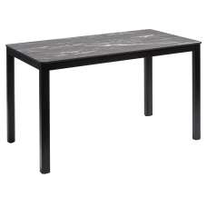 Extro 120cm Wooden Dining Table In Black Marble Textured - UK