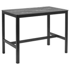 Extro 120cm Wooden Mid Bar Table In Black Marble Textured - UK