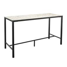 Extro 179cm Carrara Marble Effect Bar Table with Black Base - UK