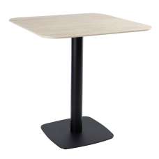 Extro 60cm Beige Travertine Marble Effect Top Dining Table with Bicton Black Base - UK