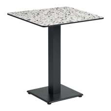 Extro 69cm Square Mixed Terrazzo Top Dining Table with Akira Black Base - UK