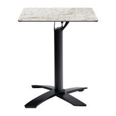 Extro 69cm Square White Carrara Marble Effect Flip Top Dining Table with Sabre Deluxe Black Base - UK