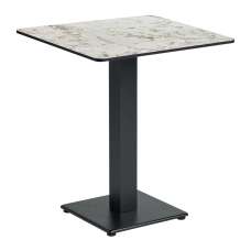 Extro 69cm Square White Carrara Marble Effect Top Dining Table with Akira Black Base - UK