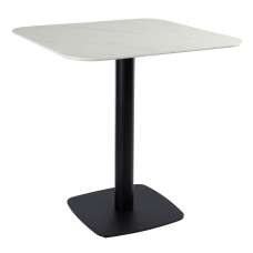 Extro 69cm White Marble Effect Top Dining Table with Bicton Black Base - UK