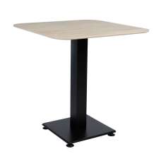 Extro 79cm Beige Travertine Marble Effect Top Dining Table with Akira Black Base - UK