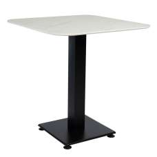 Extro 79cm White Marble Effect Top Dining Table with Akira Black Base - UK