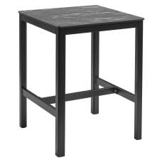 Extro 80cm Wooden Mid Bar Table In Black Marble Textured - UK