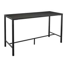 Extro Rectangular Wooden Black Top Bar Table with Steel Base - UK