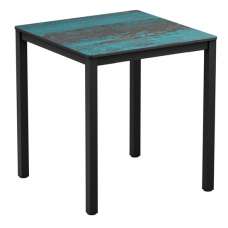 Extro Square 79cm Wooden Dining Table In Vintage Teal - UK