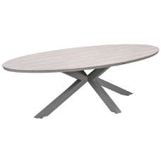 Ezra Large Wooden Oval Garden Dining Table In Taupe - UK