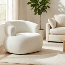 Ezrion Fabric Accent Chair in White - UK