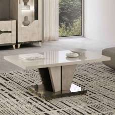 Fabio High Gloss Marble Effect Coffee Table in Warm Grey and Dark Brown - UK