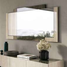 Fabio Marble Effect Mirror with High Gloss Frame in Warm Grey and Dark Brown - UK