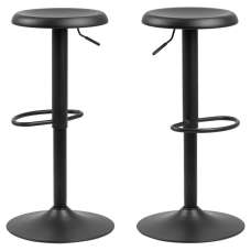 Faille Matt Black Metal Bar Stools In Pair - UK