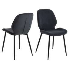 Fairfield Anthracite Fabric Dining Chairs With Black Legs In Pair - UK