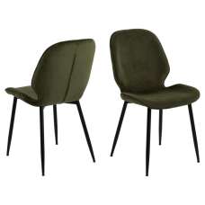 Fairfield Olive Green Fabric Dining Chairs With Black Legs In Pair - UK