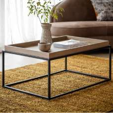 Fairmont Wooden Coffee Table With Metal Frame In Grey - UK