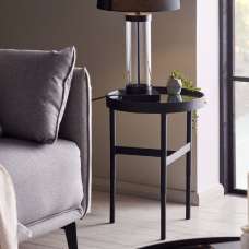 Fallon Clear Glass Lamp Table With Black Metal Frame - UK