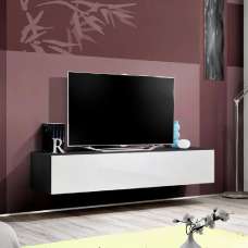 Fallon Rectangular High Gloss TV Stand In White And Black Matt - UK