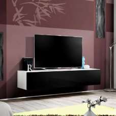 Fallon Rectangular High Gloss TV Stand In White Matt And Black - UK