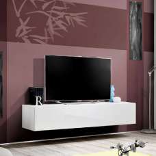 Fallon Rectangular High Gloss TV Stand In Matt White - UK