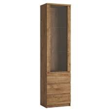 Felton Wooden Display Cabinet With 3 Drawers In Oak - UK