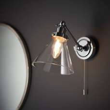 Faraday Clear Glass Shade Bathroom Wall Light In Chrome - UK