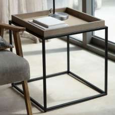 Fardon Wooden Square Side Table In Grey - UK