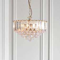 Fargo 3 Lights Crystal Droplets Pendant Light Large In Brass - UK