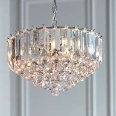 Fargo 3 Lights Crystal Droplets Pendant Light Large In Chrome - UK