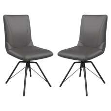 Fargo Grey Faux Leather Dining Chairs In Pair - UK