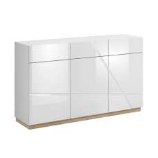 Fargo High Gloss Sideboard With 3 Doors 3 Drawers In White - UK