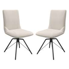 Fargo Ivory Fabric Dining Chairs In Pair - UK