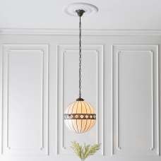 Fargo Tiffany Glass Shade Globe Pendant Light in Satin Black - UK