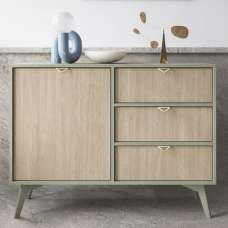 Fargo Wooden Sideboard With 1 Door 3 Drawers In Green - UK