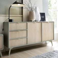 Fargo Wooden Sideboard With 2 Doors 3 Drawers In Green - UK