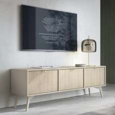 Fargo Wooden TV Stand With 3 Flap Doors In Beige - UK