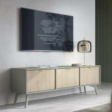 Fargo Wooden TV Stand With 3 Flap Doors In Green - UK