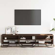 Fargo Wooden TV Stand With 6 Shelves In Brown Oak - UK