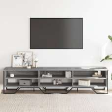 Fargo Wooden TV Stand With 6 Shelves In Grey Sonoma - UK